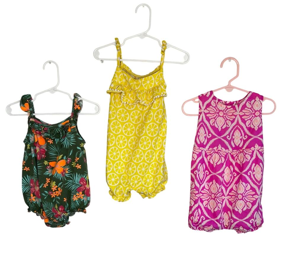Carter's Baby Girl Romper Bundle Size 18 Months Floral/ Geometric 3 Piece Set